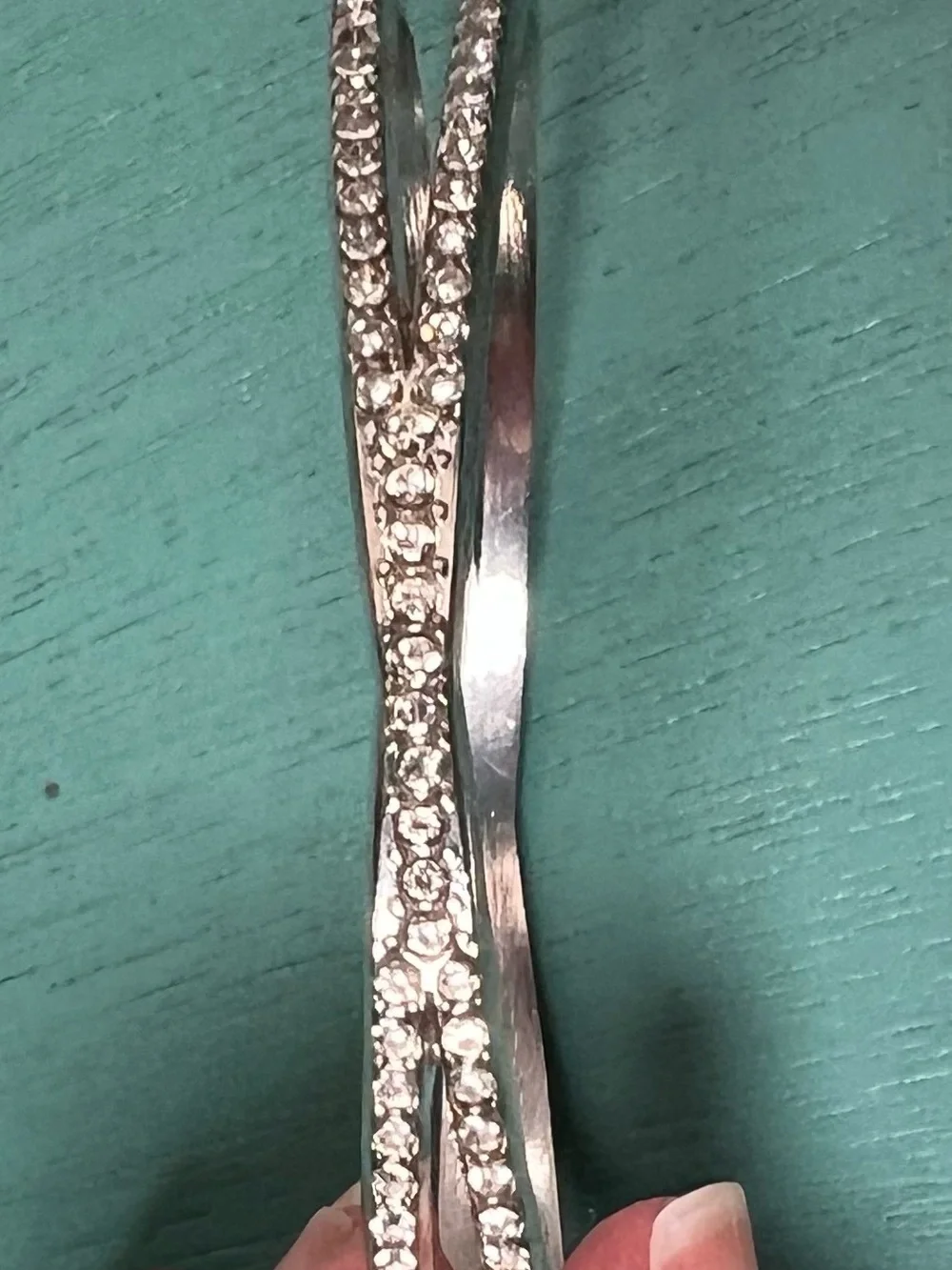 Crystal-Accented Silver Bangle Bracelets - Sparkling Silver